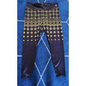 Grrrl Women's Geometric Shape Yellow & Blue Workout Leggings 47-54 XXL